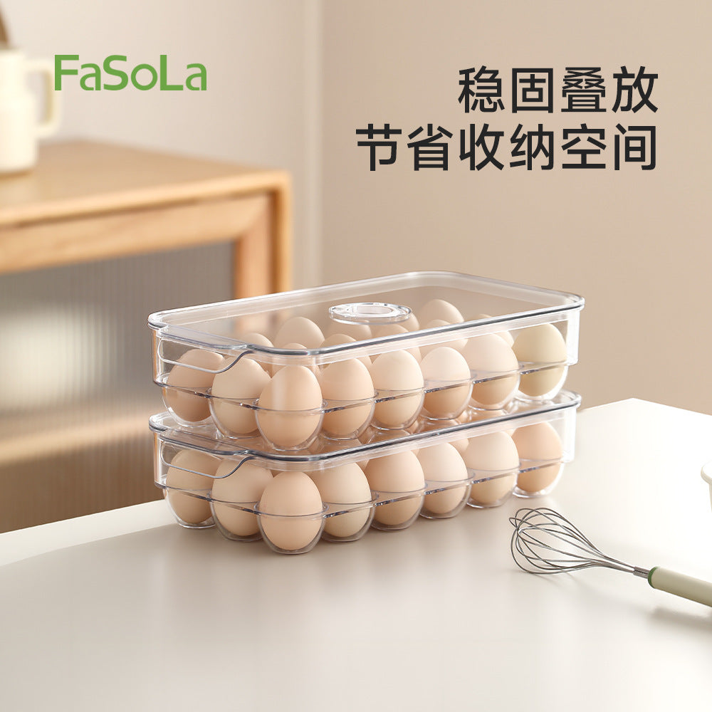 FaSoLa Egg Storage Box Sealed Fresh-Keeping Box Food-Grade Drop-Proof Egg Rack Tray for Refrigerator