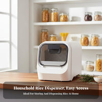Rice Storage Container Humidity-Resistant Airtight Grain Bin Food-Grade Material Sealed Grain Dispenser for Countertop, Cabinet