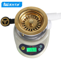 TALEA Gold Titanium-Plated Sink Drainer with Brushed Finish and Round Overflow Hole