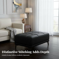 High-Density Foam Filling Tufted Rectangular Bench Sturdy Construction Footstool Easy to Clean Ottoman Stable Support for Homeowners, Families, Pet Owners, Living Room, Bedroom, Small Areas, Entryway