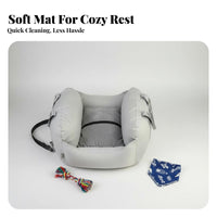 Built-in Safety Leash Dog Car Booster Seat Multi-Functional Washable Dog Car Nest Non-Slip Bottom for Cat Owners, Outdoor, Home
