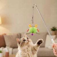 Cat Teaser Rod with Crustacean Lure Interactive Retractable Feline Teaser Rod Toy Detachable for Cats