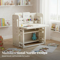 Multi-Functional Kids Desk and Chair Set Child-Safe Design Toddler Study Table Easy to Clean Kids Art Table and Chair Set Convertible Desktop for Toddlers, Preschoolers, Parents, Playroom, Nursery, Daycare, Classroom