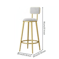 Nordic Design Bar Chair with Backrest Light Luxury Modern Counter Stool Comfortable Cushion Gold Frame Bar Stool for Kitchen Island, Cafe