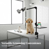 Pet Grooming Table Arm Multi-Functional Grooming Table Dryer Stand Metal Construction Hands Dryer Holder for Home Groomers, Dehydrating