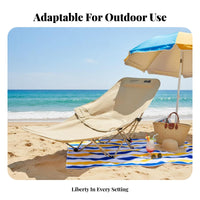 Foldable Design Padded Reclining Lounger Adjustable Backrest Reclining Camp Chair with Footrest Sturdy Frame Camping Seat No Assembly Required for Beachand Goers, Anglers, Fishing, Beach, Office Rest, Backyard