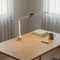 Flicker-without Double Head Desk Lamp Stepless Dimming LED Swing Arm Desk Lamp Timer Function Clamp-on Study Light Digital Clock Display for Home Office
