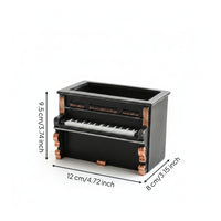 Black Upright Piano Planter Gold Trim Tabletop Piano Planter Matte Plant Container Vintage