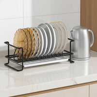 Small Dish Rack and Single Layer Cabinet Organizer, Stainless Steel Dish Rack for Kitchen Counter, Modern Minimalist Space Saving Cabinet Insert