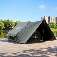 Inflatable Canvas Tents for Camping 1-4 Person Double Layer Four Season Glamping