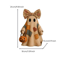 Patchwork Ghost Cloth Ghost Decoration Tabletop Decor Freestanding Figurine Farmhouse for Mantel, Shelf