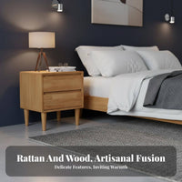 Japanese Design Rattan-Door End Table Space-Saving Rattan Door Accent Table Minimalist Nightstand Raised Rim Top for Homeowners, Apartment Dwellers, Interior Decorators, Guest Room, Small Areas, Entryway, Awayice
