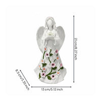 Glowing Flowers LED Angel Figurine Romantic Atmosphere Lighted Flower Angel Statue Special Gift Indoor Lighting Exquisite Craftsmanship for Mothers, Women, Garden, Patio, Memorial