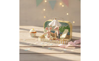 mini Suitcase Display Box with Handle Striped Miniature Display Box Preserving Miniature Case for Interior Decoration