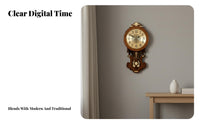 Vintage Design Clock Noiseless Wooden Frame Clock Home Decoration for Living Room, Hallway, Office
