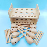 Wood Musical Toy with Storage Box Educational Rhythm Clapper Set Polished Percussion Instrument for Children
