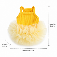 Kumquat Yellow Dog Dress, Knitted Ballet Pet Clothes for Small Dogs Girl, Lightweight Puppy Outfit for Spring Summer Autumn