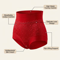 Women's High Waisted Knickers for Postpartum Recovery with Silk Gusset, Boyshort Multipack with Lace Trim