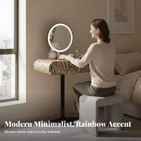 Iridescent Makeup Station Minimalist Design Dressing Table premium aesthetic Bedroom Furniture for Women, Young Adults, Small Apartment, Walk-in Closet