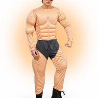 Full-Body Muscle Suit Long-Sleeve Muscle Costume Black Superhero Bodysuit Comfortable for Adults, Men, Halloween, Cosplay