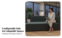 Minimalist Design Fabric Couch and Coffee Table Group Thick pads Lounge Seating hardwood Wood Frame Sofa Set L-Shaped Configuration for Business Owners, Office Managers, Interior Designers, Lobby, Den