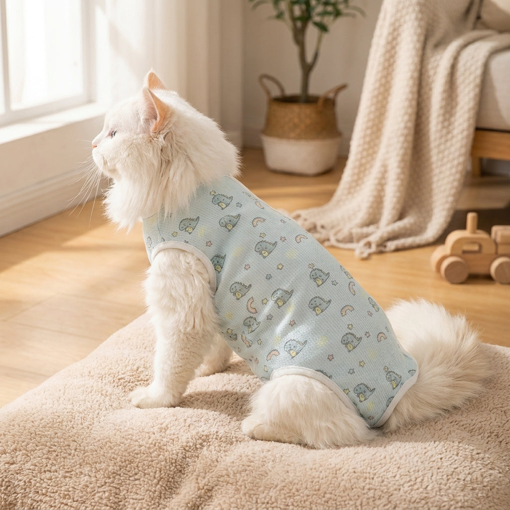 Cat Recovery Suit with Snap Closure, Neuter Suit for All Seasons, Post Surgery Cat Clothes for Anti Licking, Cat Surgery Suit