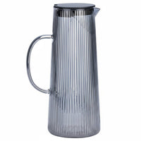 Nordic Design Glass Water Jug with Lid Large Capacity Ribbed Glass Carafe High Temperature Resistant for Tea Lovers, Home, Restaurants