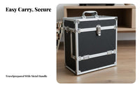 Moisture-Proof Vinyl Album Storage Box Reinforced Metal Corners Aluminum Album Flight Case Sturdy Construction LP Album Flight Case Portable for Audiophiles, DJs, Music Enthusiasts, DJ Booth, Archiving, Travel, Studio