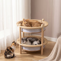 Two-Tier Cat Bed Stable Cat Bed with Scratchsurface Wood Feline Furnishings Cats