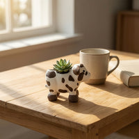 Cow Planter Cute Cow-Shaped Planter Tabletop for Windowsill, Desk, Plant Lovers