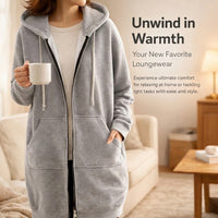 Hoodie Fleece Jacket Women with Lined Interior for Extra Warmth, Oversized Zip Up with Extended Length Coverage, Comfortable Loungewear