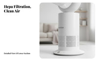 Hot & Cool Function Bladeless Fan Multiple Speeds & Modes Cooling and Heating Fan Wide Angle Oscillation for Homeowners, Living Room, Office
