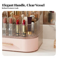 Dustproof Desktop Makeup Organizer with Drawers Large Capacity Multi-Compartment Makeup Box Space-Saving Vanity Holder Easy Reach for Women, Students, Dressing Table, Bedroom, Dorm Room, Bathroom Counter