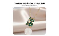White Chalcedony Drop Necklace Chinese Chic Design Enamel Flower Necklace