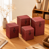 Large Kraft Paper Boxes 8.8x8.8x12.5cm, Premium Tea Packaging Boxes with Rope, Easy Assemble Flip Closure for Homemade Tea Gifts