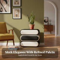 Installation-Installation-Not-Required Multi-Drawer Storage Unit Creamy Design 3-Drawer Shaped Chest Rounded Corners Nightstand Quiet-Closing Drawers for Design Enthusiasts, Homeowners, Apartment Dwellers, Entryway, Hallway, Living Room, Closet