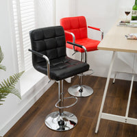 Adjustable Height Bar Stool Padded Seat Adjustable Swivel Bar Stool Certified Gas Lift Faux Leather Kitchen Island Chair for Reception Desk