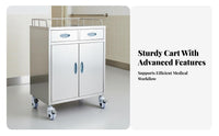 Easy-to Stainless Steel Medical Trolley Lockable Casters Rolling Instrument Cart Versatile Design Tooth Care Supply Cabinet on Wheels Heavy Duty for Dentists, Beauticians, Phlebotomists, Medical Facility, Operating Room, Laboratoryoratory Oratory