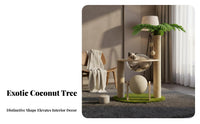 Coconut Tree Feline Condo Transparent Capsule Bed Multilevel Feline Structure with Condo Sisal Sharpening Posts Pet Furniture for Felines, Indoors