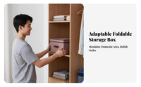 foldable textile Box with Lid Large Capacity Storage Container Sturdy Handles Household Organizer Stackable for Students, Homeowners, Bedroom, Dorm Room, Under Bed, on Shelves