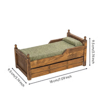 Fabric Bedding Miniature Bed with Drawers Wooden Dollhouse Single Bed Classic Furniture Cute for Collectors