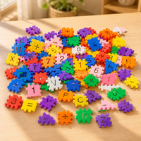 Geometric Number Building Blocks Toy for Kids 1-8 Years Old, DIY Castle House Small Square Blocks