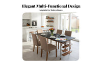 Rectangular Wood-Frame Dining Set Sintered Stone surface Table and Chair set mid-20th centuryperiod Modern Design Home Furniture for Hosts, Dinner Parties