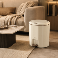 Trash Can, With Lid, Double-Opening Lid, Slim, 12L, Pedal-Operated, Hands-Free, Odor-Proof, Plastic, For Bedroom, Bathroom