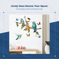 Hummingbirds Wall Decal Colorful Design Home Decoration Removable Vivid Print for Toddlers, Parents, Playroom, Entryway