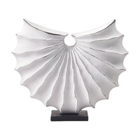 Textured Shell Sculpture Modern Sculpture with Base Abstract Ribbed Fan Statue Geometric for Interior Designers, Living Room, Entryway, Office Reception, Mantel