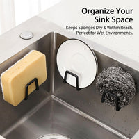 Bathroom Sink and Kitchen Organizer with Wall Mounted Drainage Rack, Single Hook Organizers in Stainless Steel Drain