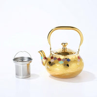 Teapot with Stainless Steel Infuser Patterned Teapot with Infuser Removable Tea Maker for Hosts