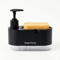 Space-Saving Soap Dispenser with Sponge Holder Compact Dish Soap Pump with Sponge Tray Refillable Ventilated for Countertop