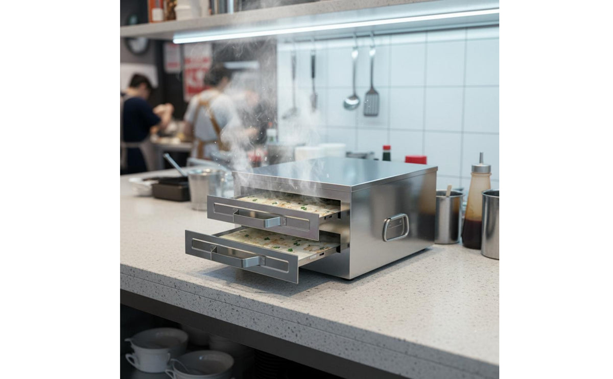 Double Layer Rice Noodle Machine Fast Heating Vermicelli Roll Steamer Easy to Clean Kitchen Appliance for Breakfast Shop Owners, Street Vendors